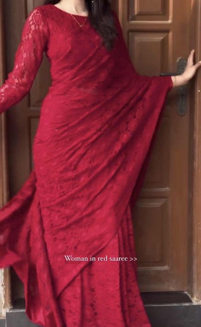 Deep Maroon Saree
