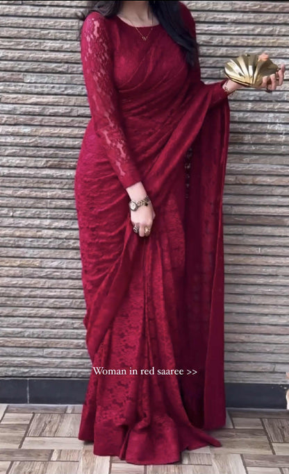 Deep Maroon Saree