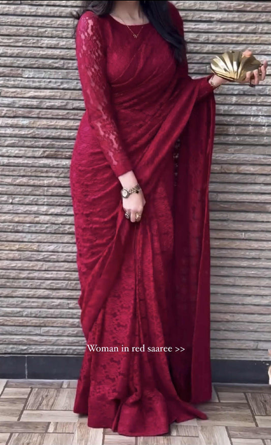 Deep Maroon Saree